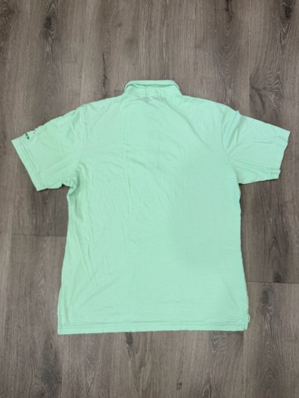 Peter Millar Light Mint Green Striped Golf Polo with Chest Pocket Size Large - Picture 2 of 8